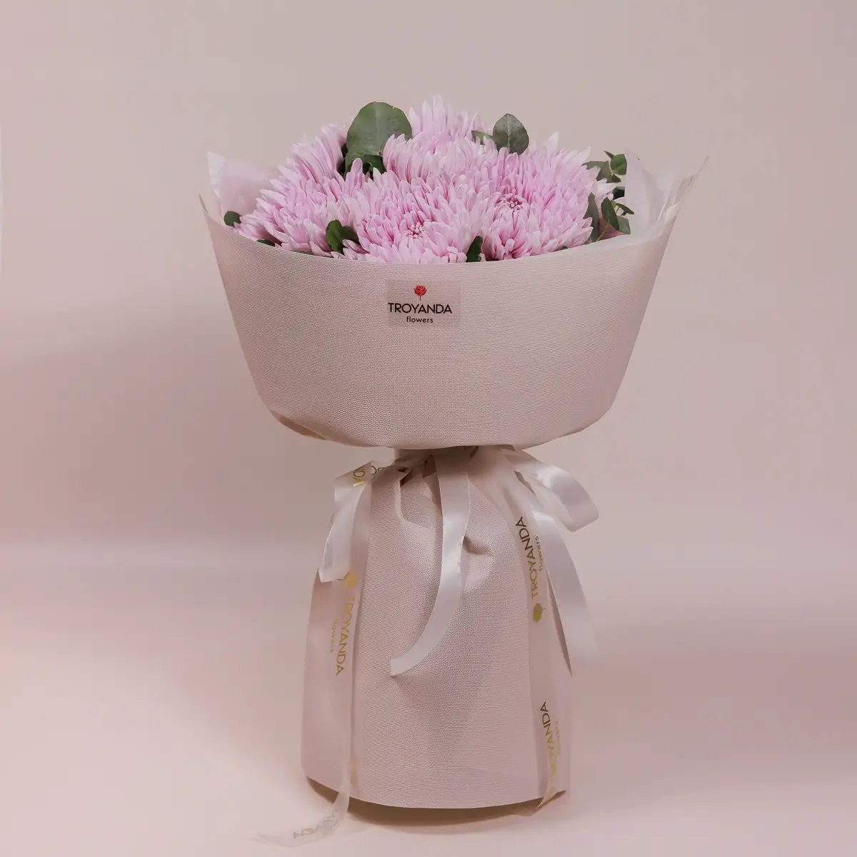 Букет 9 однобутонных розовых хризантем. купить