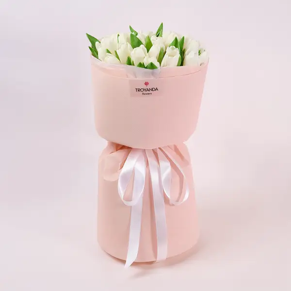 Букет 25 Белых Тюльпанов купить