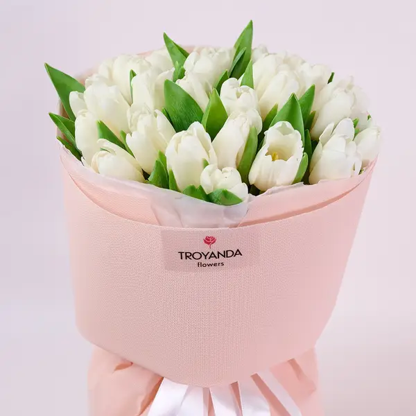 Букет 25 Белых Тюльпанов купить