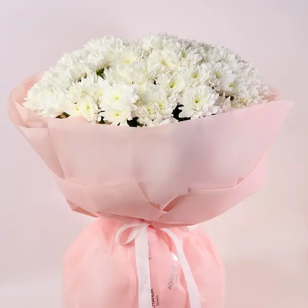 Букет 19 Білих Хризантем купити