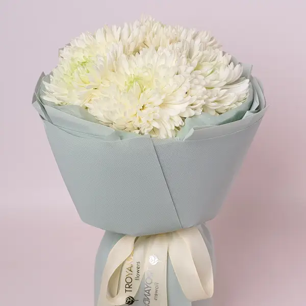 Букет 5 Однобутонних Білих Хризантем купити