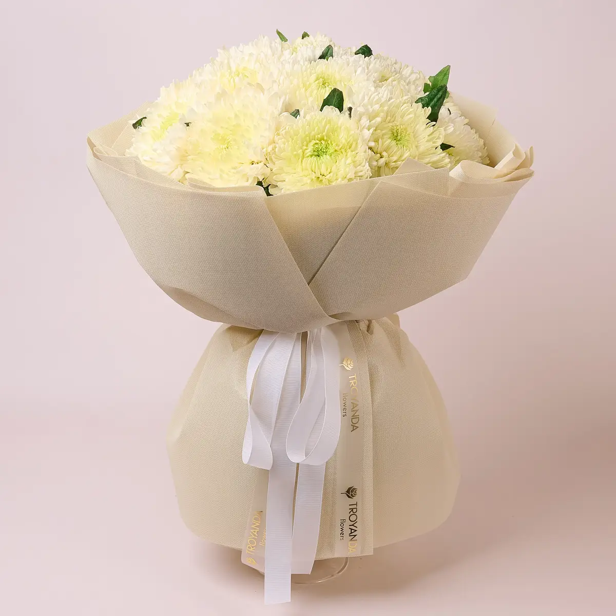 Букет 15 Однобутонних Білих Хризантем купити