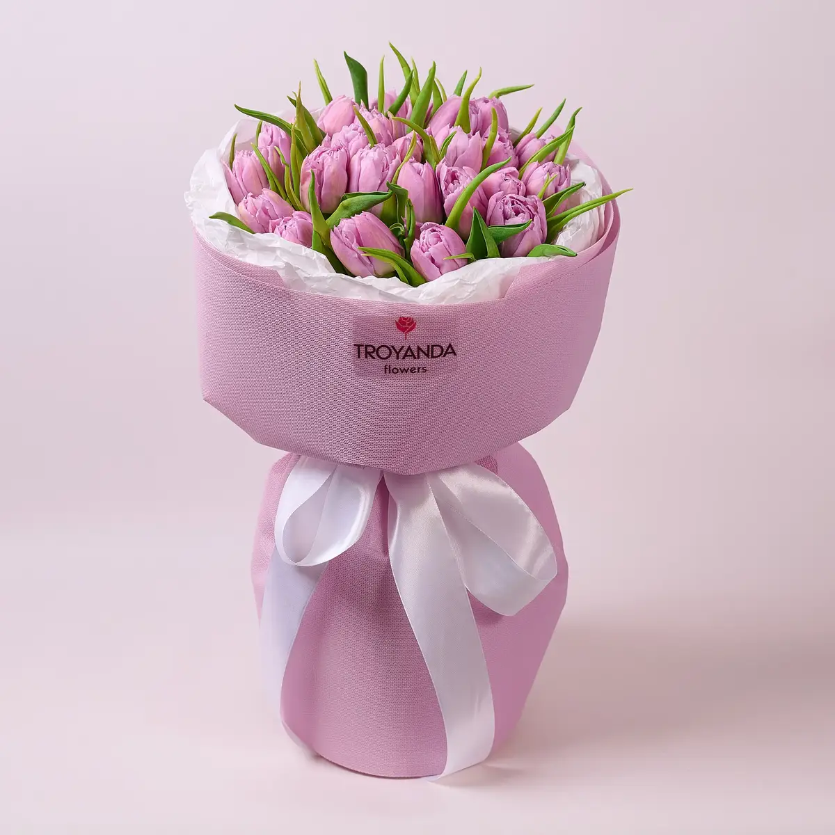 Букет 25 Лавандових піоновидних Тюльпанів купити