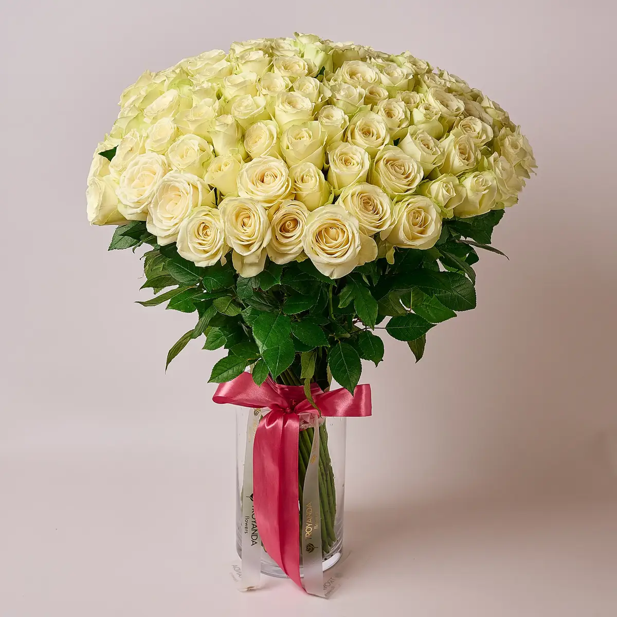 Букет 101 Роза белая Сновсторм купить