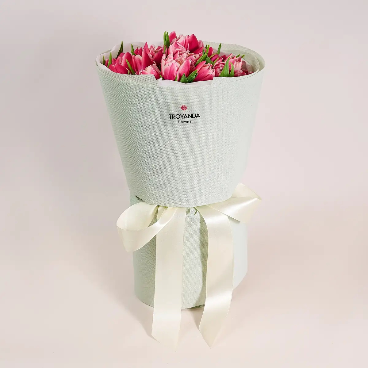 Букет из 27 розовых пионовых тюльпанов купить