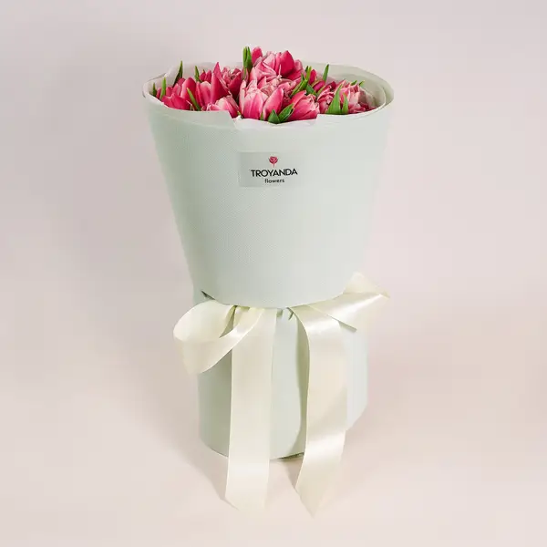 Букет из 27 розовых пионовых тюльпанов купить