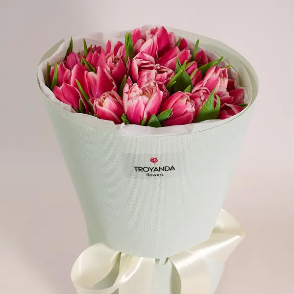 Букет из 27 розовых пионовых тюльпанов купить