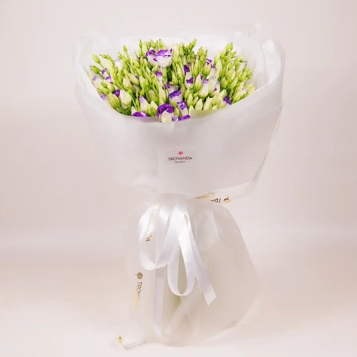 Букет 11 Біло-фіолетових еустом купити