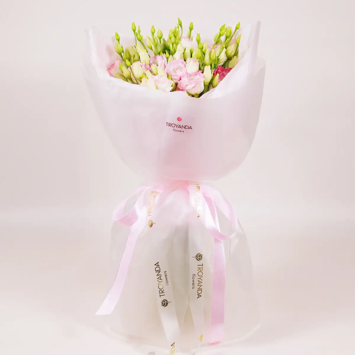 Букет 11 бело-розовых еустом купить