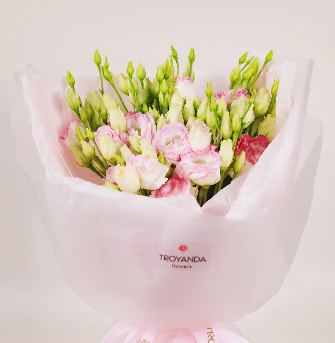 Букет 11 бело-розовых еустом купить недорого в Украине, фото 2