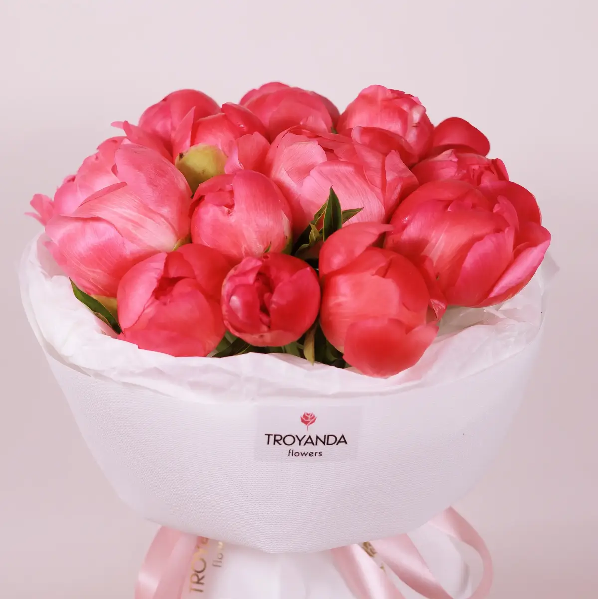 Букет 15 Коралловых Пионов Корал Шарм купить недорого в Украине, фото 2