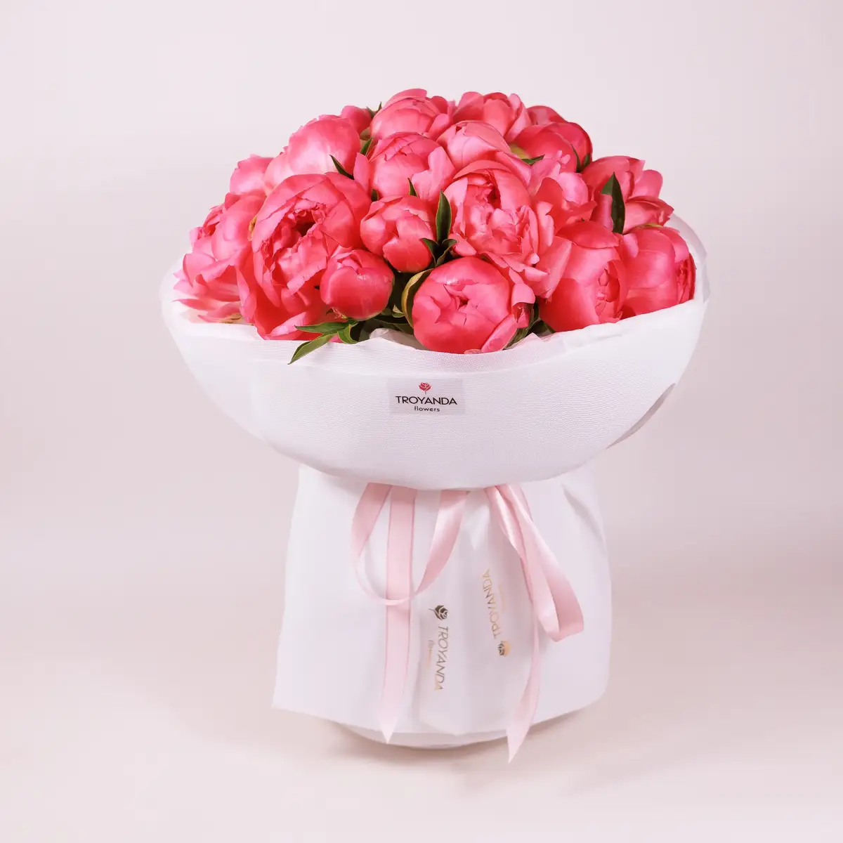 Букет 15 Коралловых Пионов Корал Шарм купить