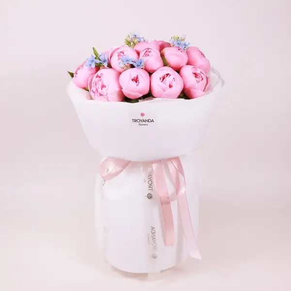 Букет 15 Рожевих Півоній Етчед Сальмон купити