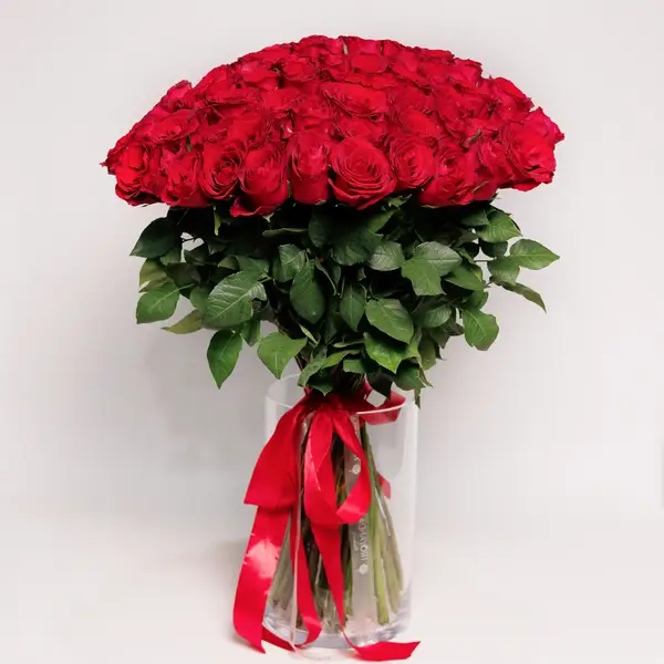 Букет 65 Троянд червоних Мадам Ред купити