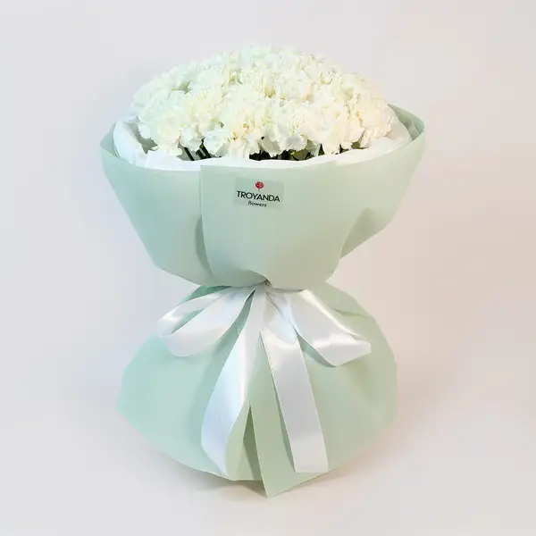 Букет из 25 белых гвоздик купить
