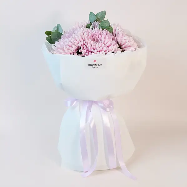 Букет из 5 однобутонов розовых хризантем купить