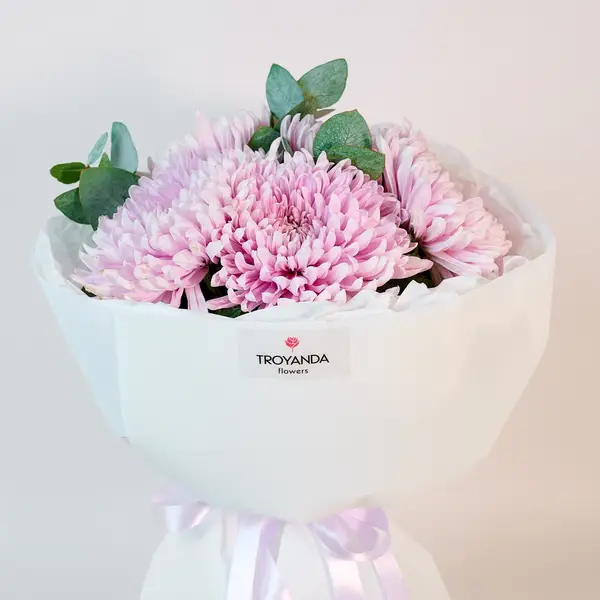 Букет из 5 однобутонов розовых хризантем купить