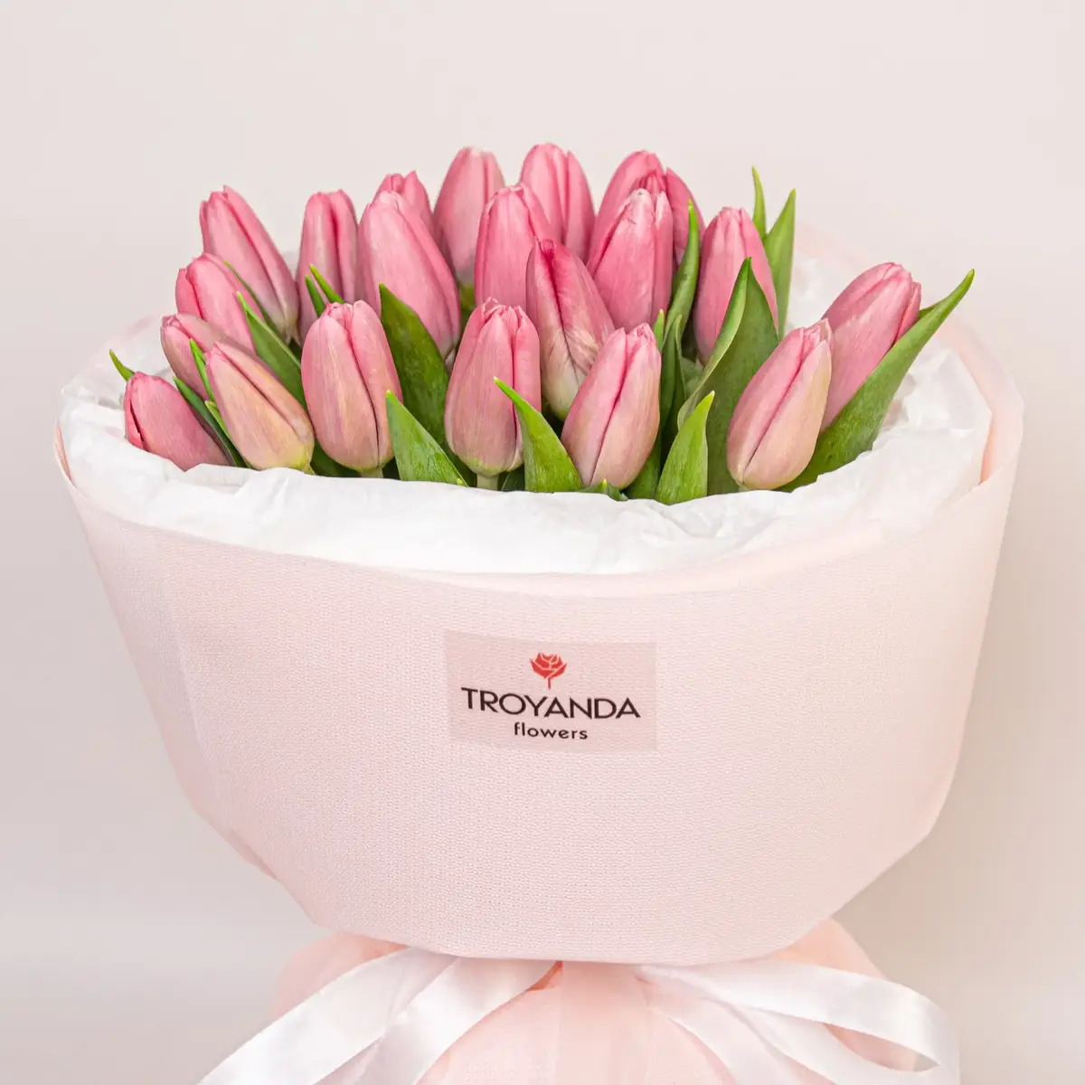 Букет 25 Рожевих Тюльпанів купити недорого в Україні, фото 2