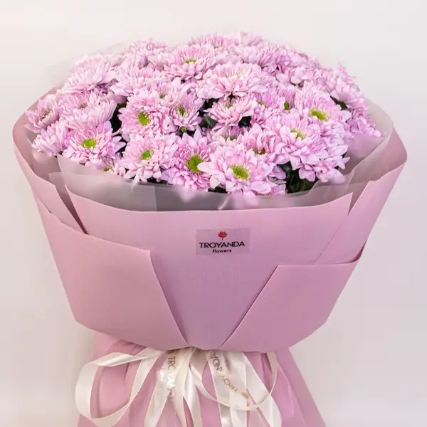 Букет 15 Рожевих Хризантем Ромашка купити
