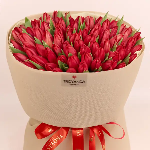 Букет 101 Червоний Тюльпан купити