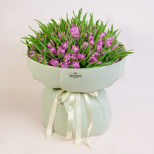Букет 101 Лавандовый пионовидный тюльпан купить