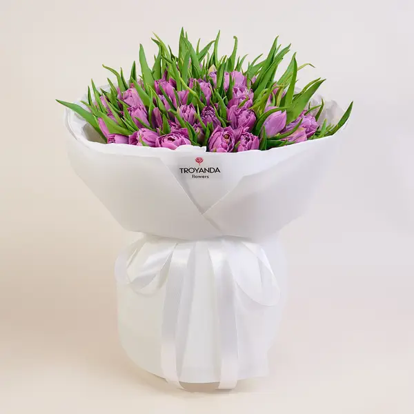 Букет 51 Лавандовый пионовидный Тюльпан купить