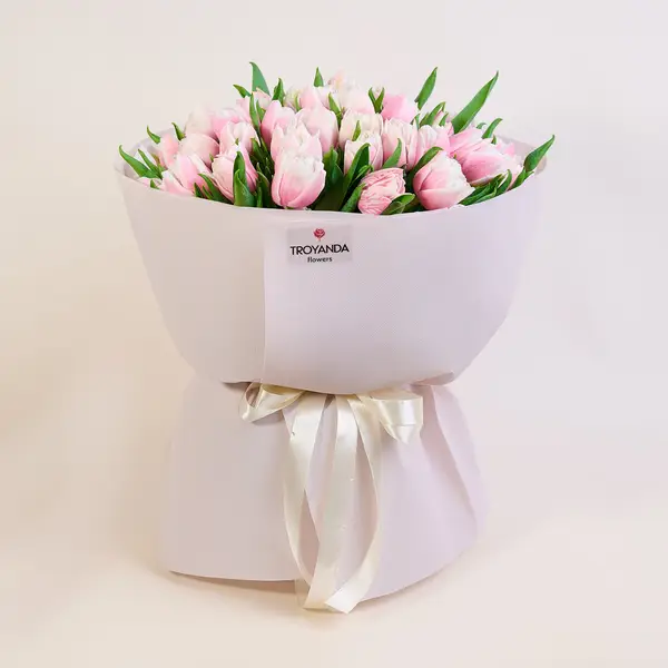 Букет 51 Рожевий піоновидний Тюльпан купити