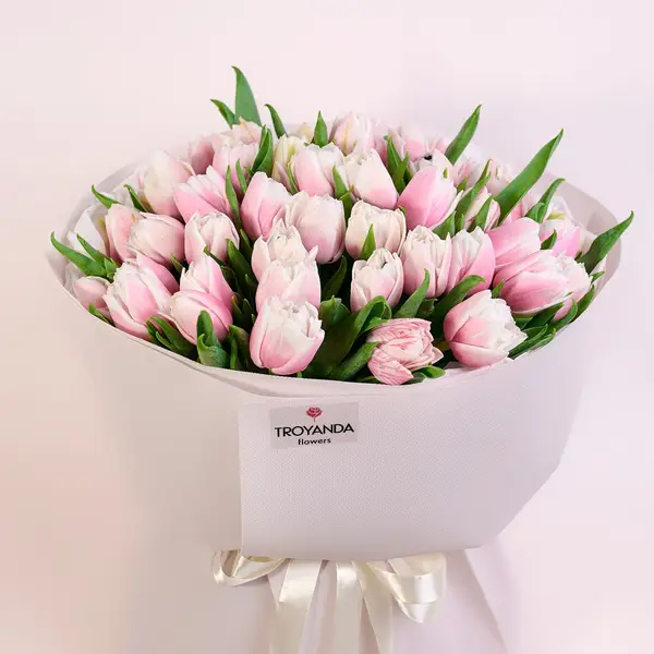 Букет 51 Рожевий піоновидний Тюльпан купити