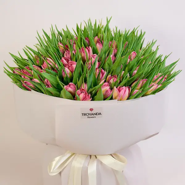 Букет 101 Розовый пионовидный тюльпан купить